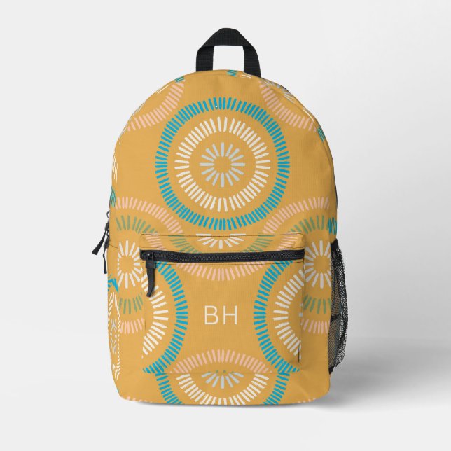 Cool Bright Colorful Monogram Initials Printed Backpack (Front)