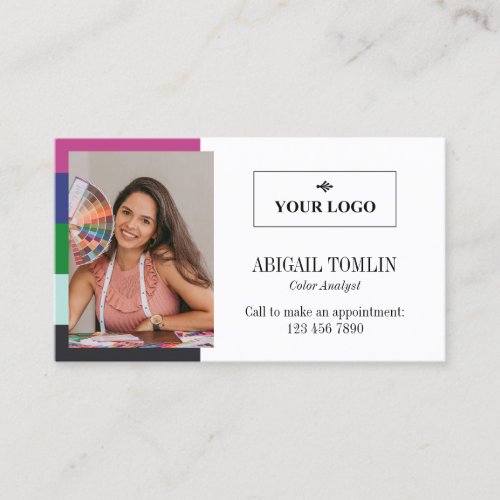 Cool Bright Colors Logo Personal Photo Business Card