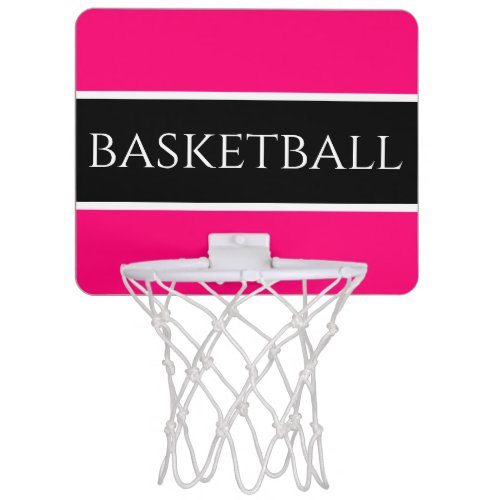 Cool Bright Pink Black White Stripes BASKETBALL Mini Basketball Hoop