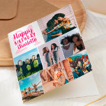 Cool bright pink photos collage grid 21 birthday card<br><div class="desc">Cool modern white and bright pink photos collage grid 21 birthday ,  add 8 of your friends favorite photo with a modern and cool elegant script font typography. Add your message inside.</div>