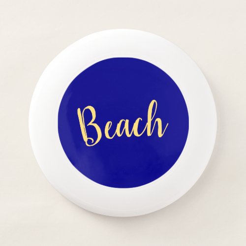 Cool Bright Royal Blue Golden Beach Script  Wham_O Frisbee