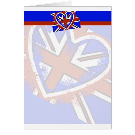 Cool British Flag Heart Design Cards (Front)