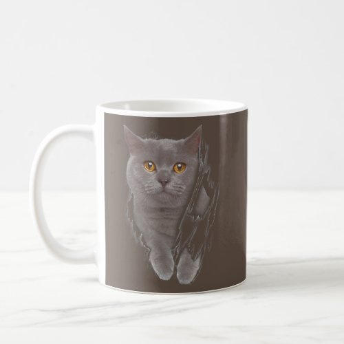 Cool British Shorthair Cat Torn Inside Funny Cat Coffee Mug