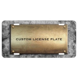 Cool Bronze Plaque Gray Concrete Custom License Plate
