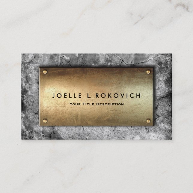 Cool Bronze Plaque Gray Concrete Generic Business Business Card (Front)