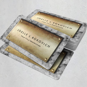 Cool Bronze Plaque Gray Concrete Generic Business Card