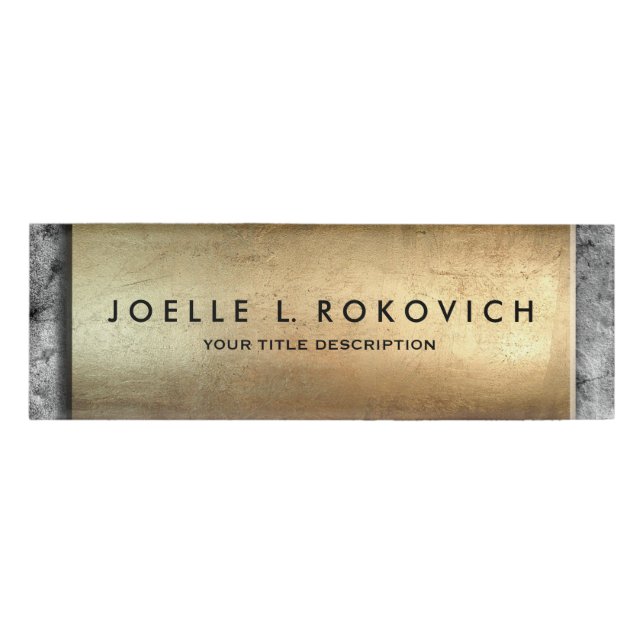 Cool Bronze Plaque Gray Concrete Generic Business Name Tag (Front)