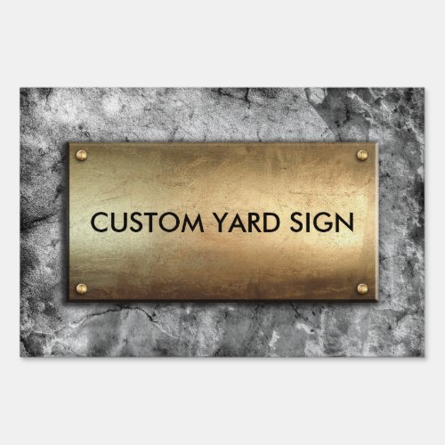 Cool Bronze Plaque Gray Concrete Texture Custom Yard Sign