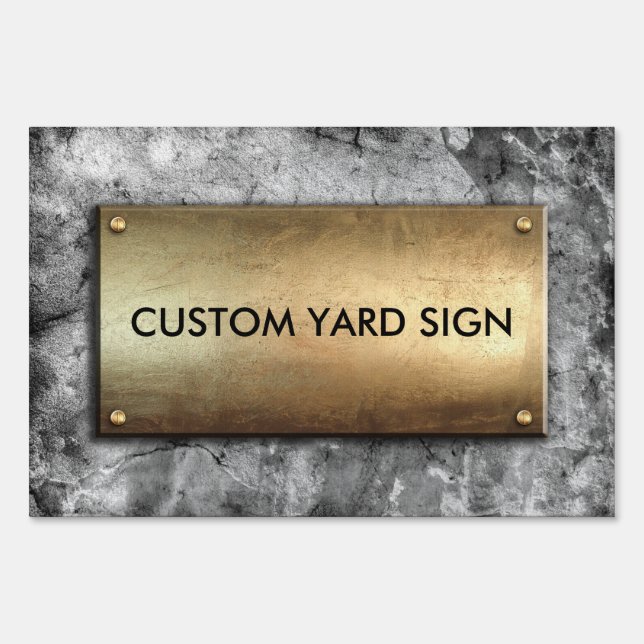 Cool Bronze Plaque Gray Concrete Texture Custom Yard Sign (Front)