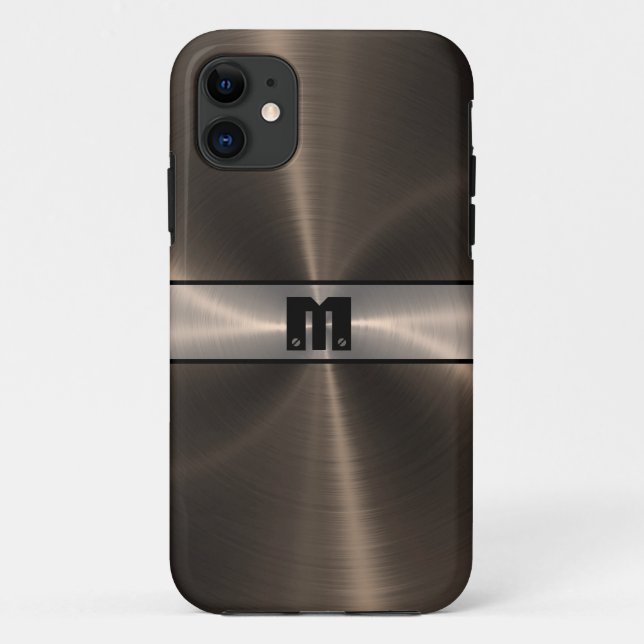 Cool Bronze Shiny Stainless Steel Metal 7 Case-Mate iPhone Case (Back)