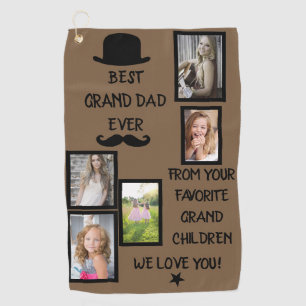 Cool Brown Best Grand Dad Ever Black Scripts Photo Golf Towel