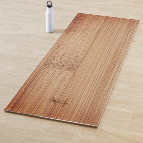 Cool brown burnt bamboo wood print Monogram Yoga Mat