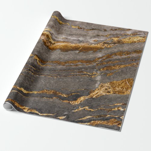 Cool Brown Gold Marble Texture Wrapping Paper