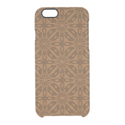 Cool Brown Leather Geometric Pattern Clear iPhone 6/6S Case