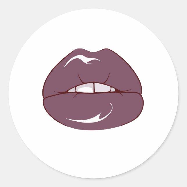 Cool Brown Lips  Classic Round Sticker (Front)