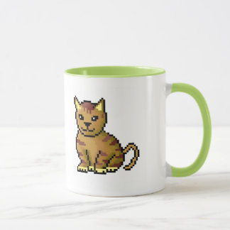 Cool brown pixel tabby cat mug