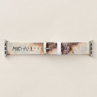 Cool brown rusty metal texture Custom name Apple Watch Band