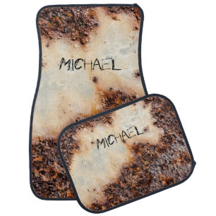 Cool brown rusty metal texture Custom name Car Floor Mat