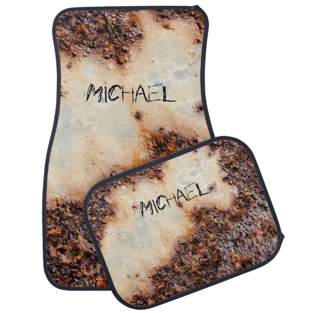Cool brown rusty metal texture Custom name Car Floor Mat (Set)