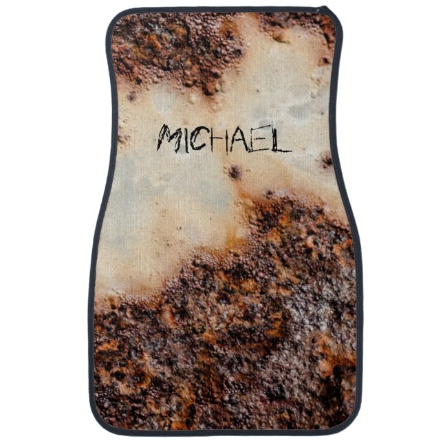 Cool brown rusty metal texture Custom name Car Floor Mat (Front)