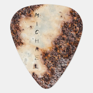 Cool brown rusty metal texture Custom name Guitar Pick
