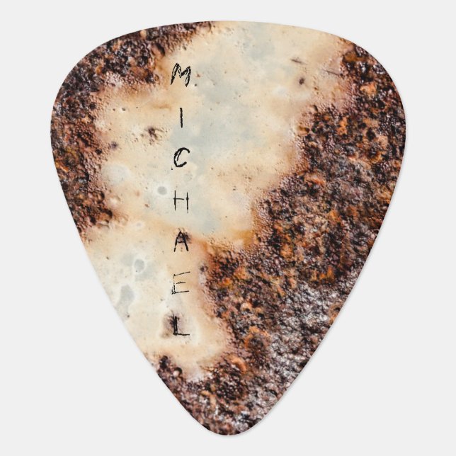 Cool brown rusty metal texture Custom name Guitar Pick (Front)