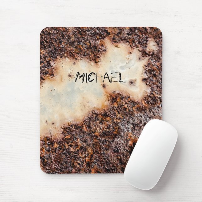 Cool brown rusty metal texture Custom name Mouse Pad (With Mouse)