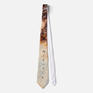 Cool brown rusty metal texture Custom name Neck Tie
