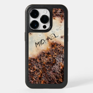 Cool brown rusty metal texture Custom name OtterBox iPhone 14 Pro Case