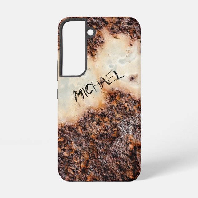 Cool brown rusty metal texture Custom name Samsung Galaxy Case (Back)