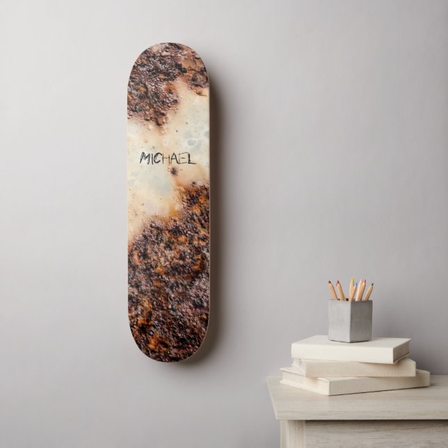 Cool brown rusty metal texture Custom name Skateboard (Wall Art)