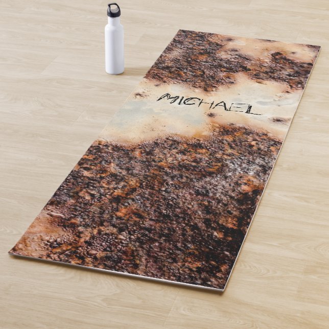 Cool brown rusty metal texture Custom name Yoga Mat (In Situ)