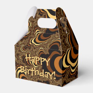 Cool Brown Striped Fractal. Happy Birthday! Favor Box