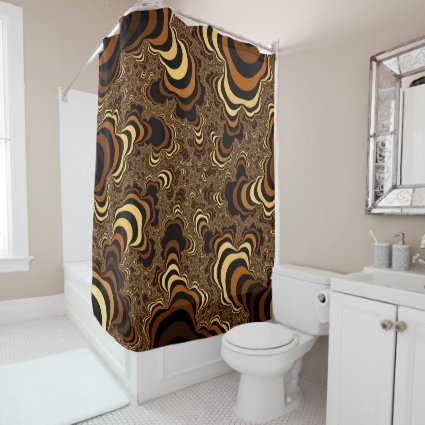 Cool brown striped fractal. shower curtain