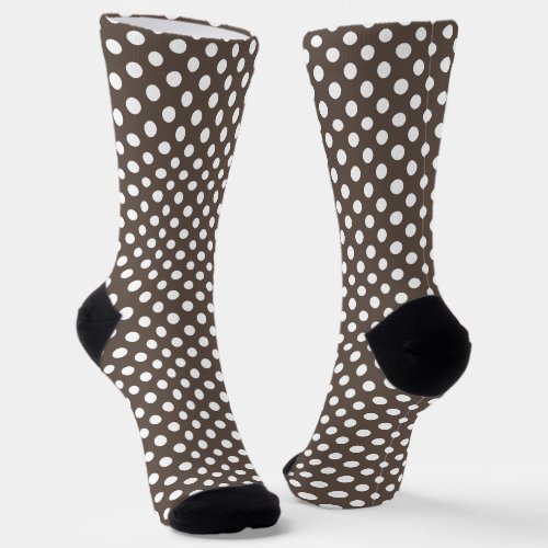 Cool Brown White polka dots retro pattern Socks