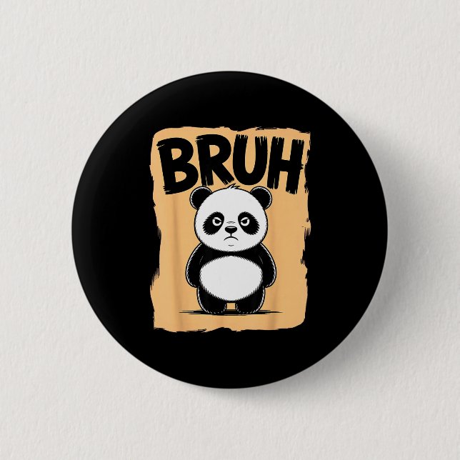 Cool Bruh Panda Men Women Kids Teens Funny Bruh Pa Button (Front)