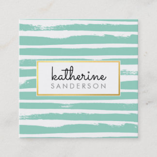 COOL BRUSH STROKE creative modern black faux gold Square Business Card