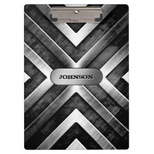 Cool Brushed Dark Metal Steel Look Custom Name Clipboard