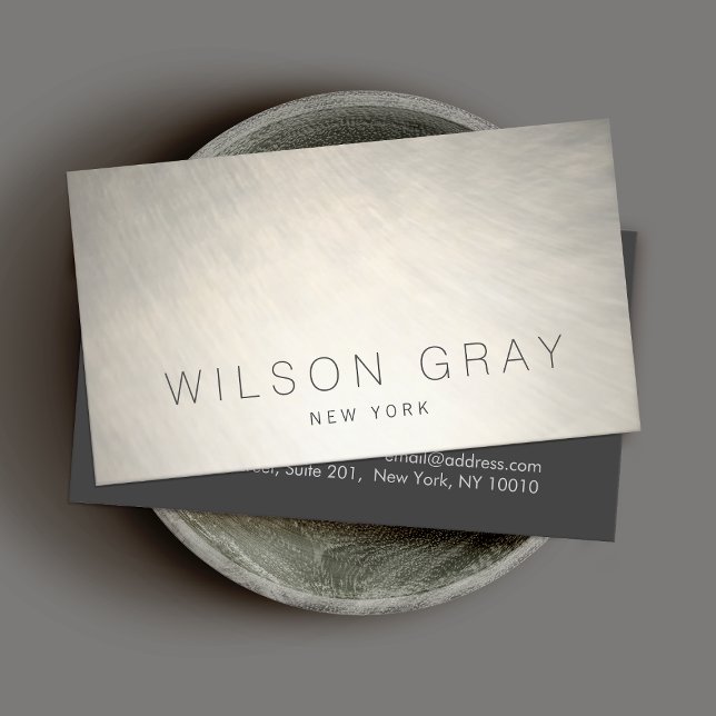 Cool Brushed Silver Modern Chic Industrial Business Card (Creator Uploaded)
