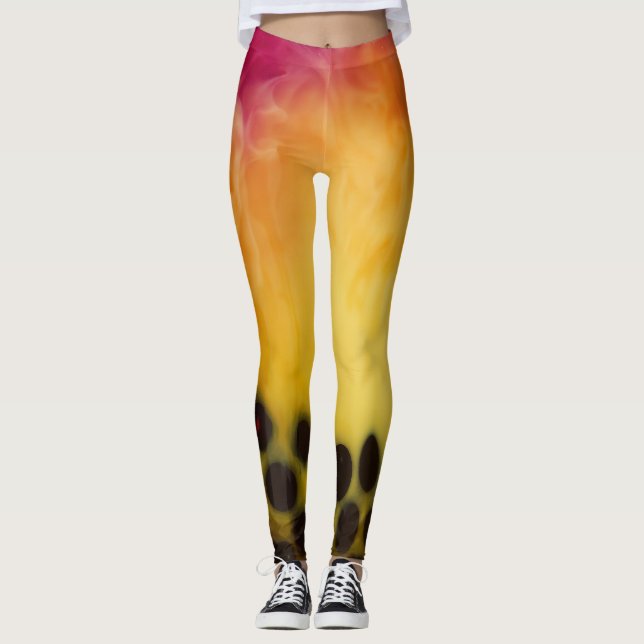 Cool bubble tea photo effect abstract colors leggings (Front)