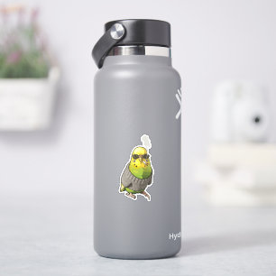 Cool Budgie in Grey Sweater and Sunglasses Illustr Sticker
