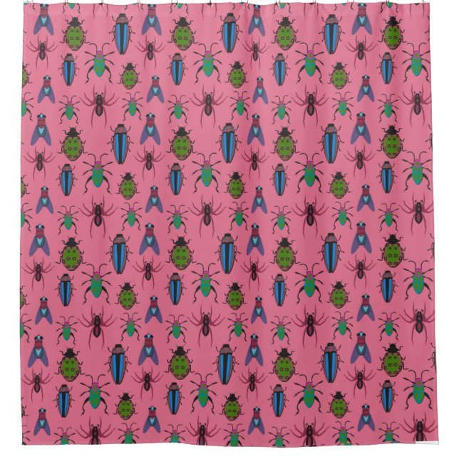 Cool Bugs Pattern Shower Curtain (Front)