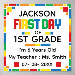  Cool Building Blocks Custom First Day of School Poster