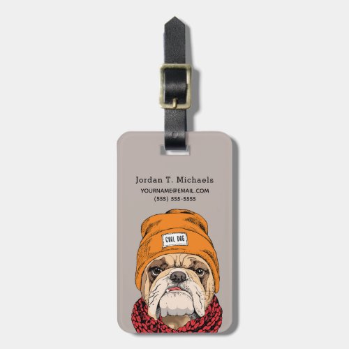 Cool Bulldog  Add Your Name Luggage Tag