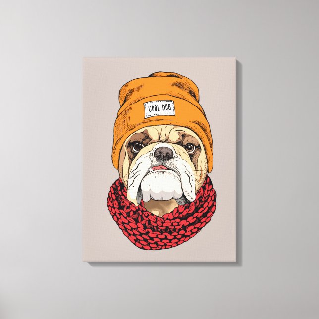 Cool Bulldog Canvas Print (Front)