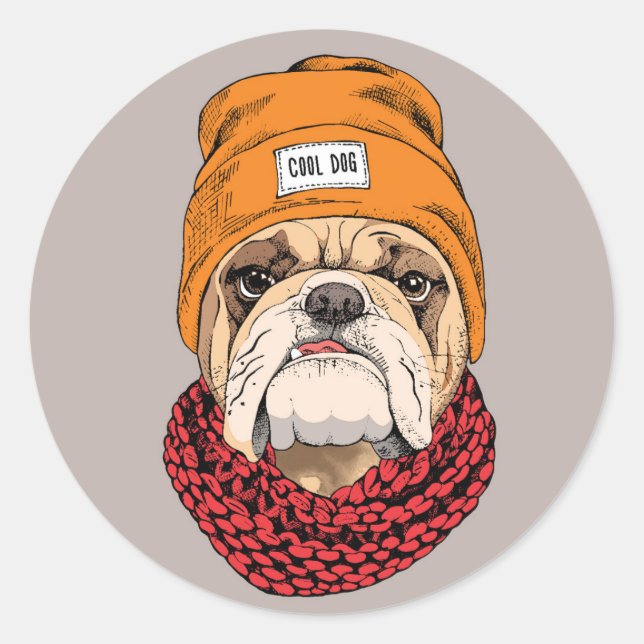 Cool Bulldog Classic Round Sticker (Front)