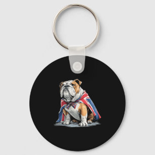 Cool Bulldog Costume In British Colors Keychain