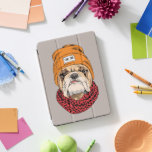 Cool Bulldog iPad Pro Cover<br><div class="desc">This design features a bulldog portrait in a hipster hat and with Knitted scarf.</div>