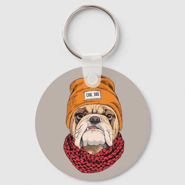 Cool Bulldog Keychain (Front)