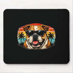 Cool bulldog retro sunset summer vibes vintage mouse pad